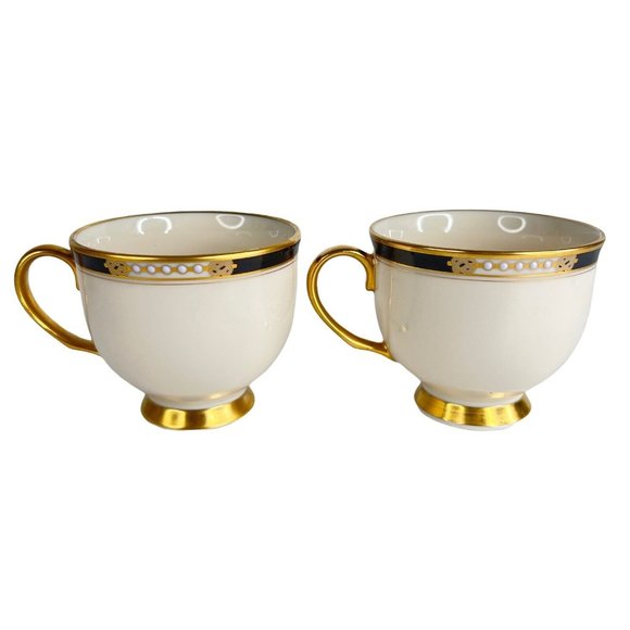 Lenox Hancock Tea Cup And Saucer Set of 2 Presidential Collection NEW Ivory Foot - Picture 4 of 9